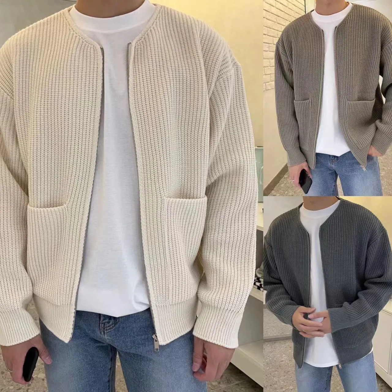 Samuel™ | Relaxed Fit Ribbed Knit Cardigan for Men