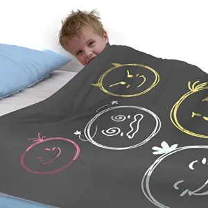 Sensory Blanket for Kids - Comfortable Compression Bedding - Cuddle Light Soft Sheets - Stretchy Lycra Quality Blankets for Boys, Girls & Toddler (Emoji Design) (Full)