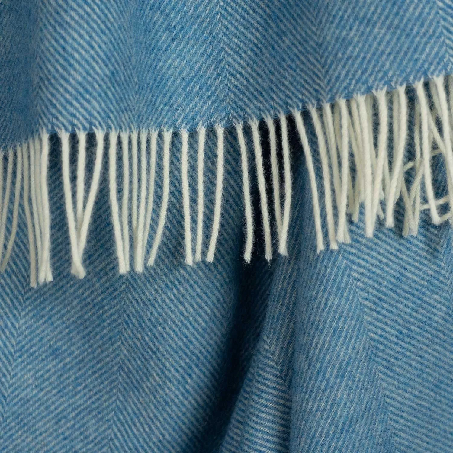 Shetland Wool Herringbone Throw - Topaz