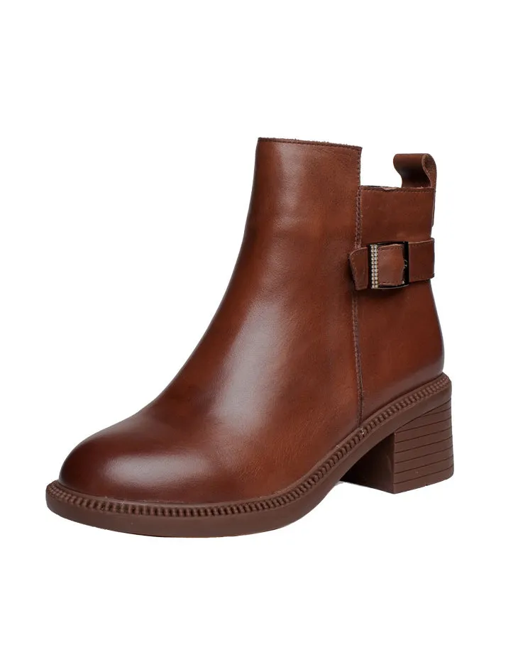 Side Buckle Comfortable Chunky Heel Chelsea Booties