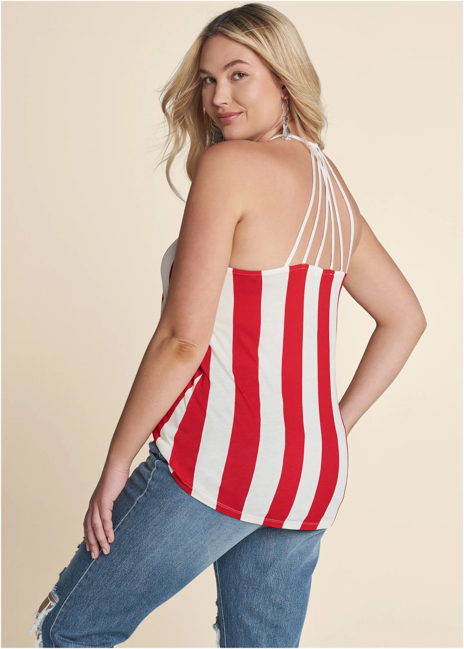 Strappy Tank - Red & White