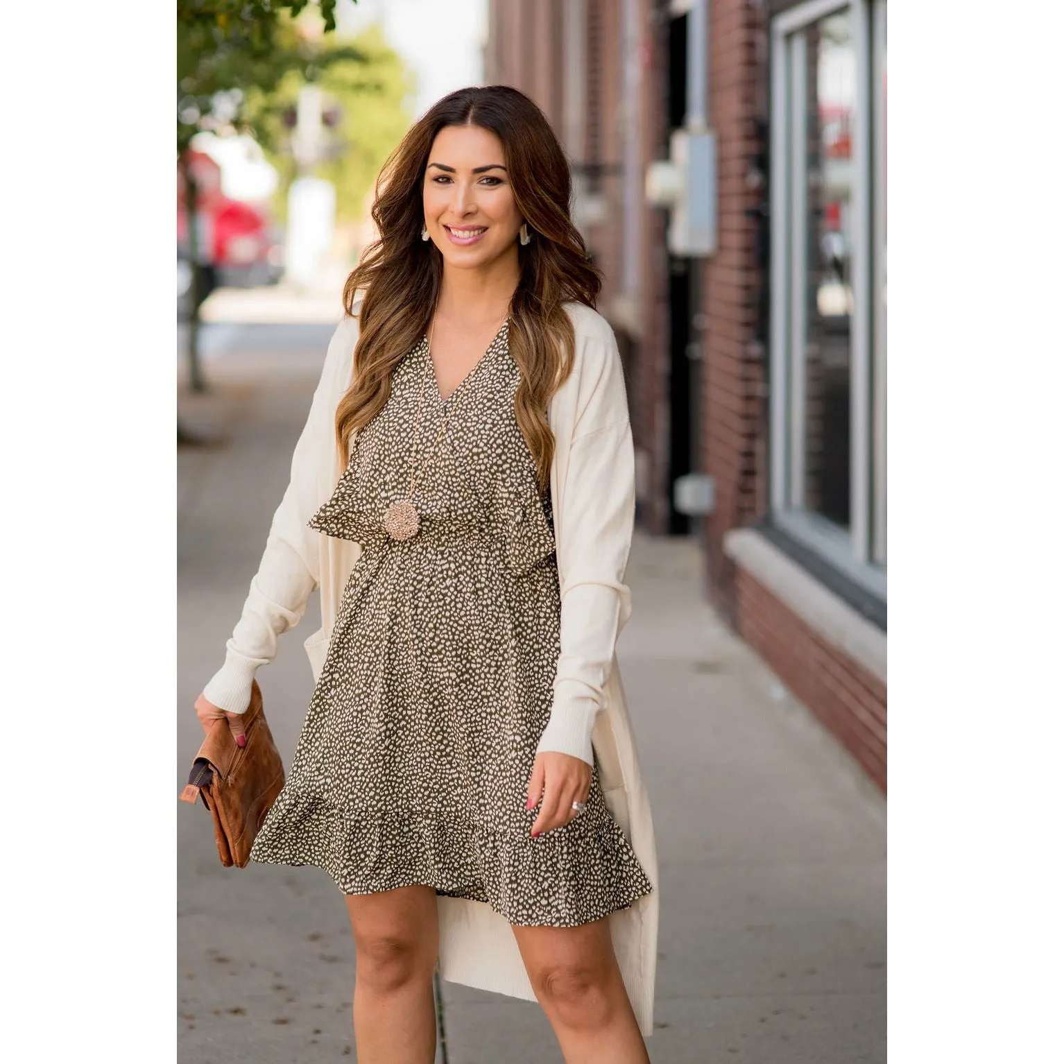 Stylish Cheetah Flitter Sleeve Dress