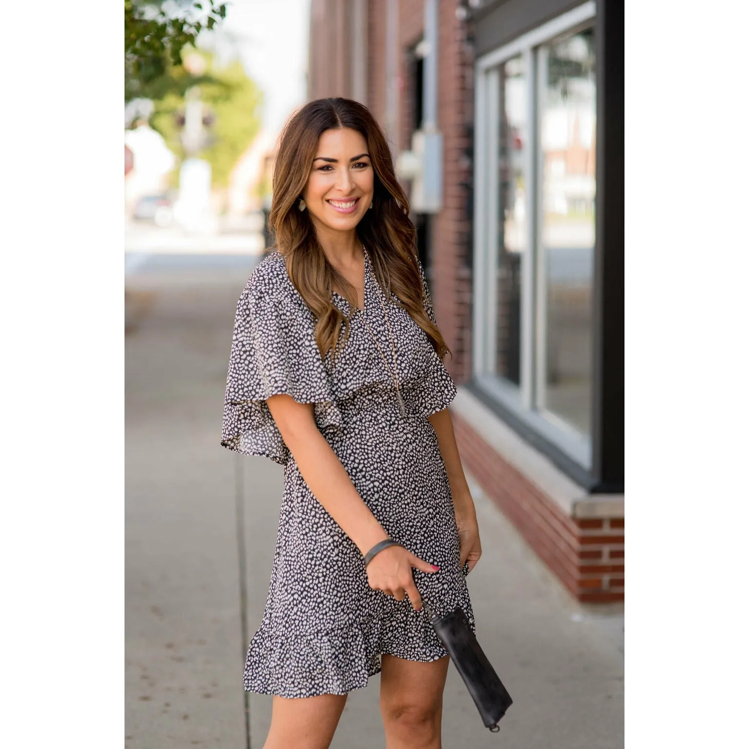 Stylish Cheetah Flitter Sleeve Dress