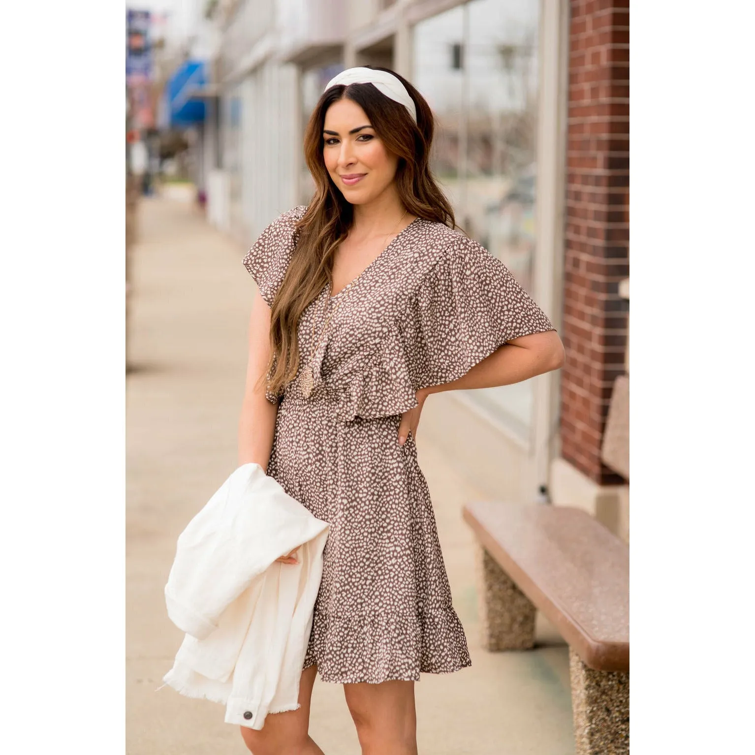 Stylish Cheetah Flitter Sleeve Dress