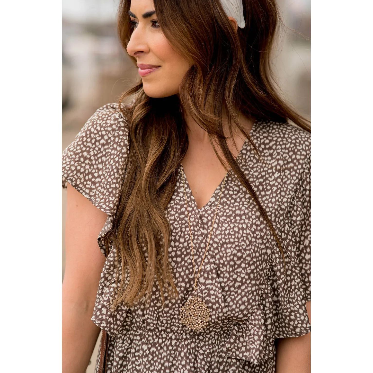 Stylish Cheetah Flitter Sleeve Dress