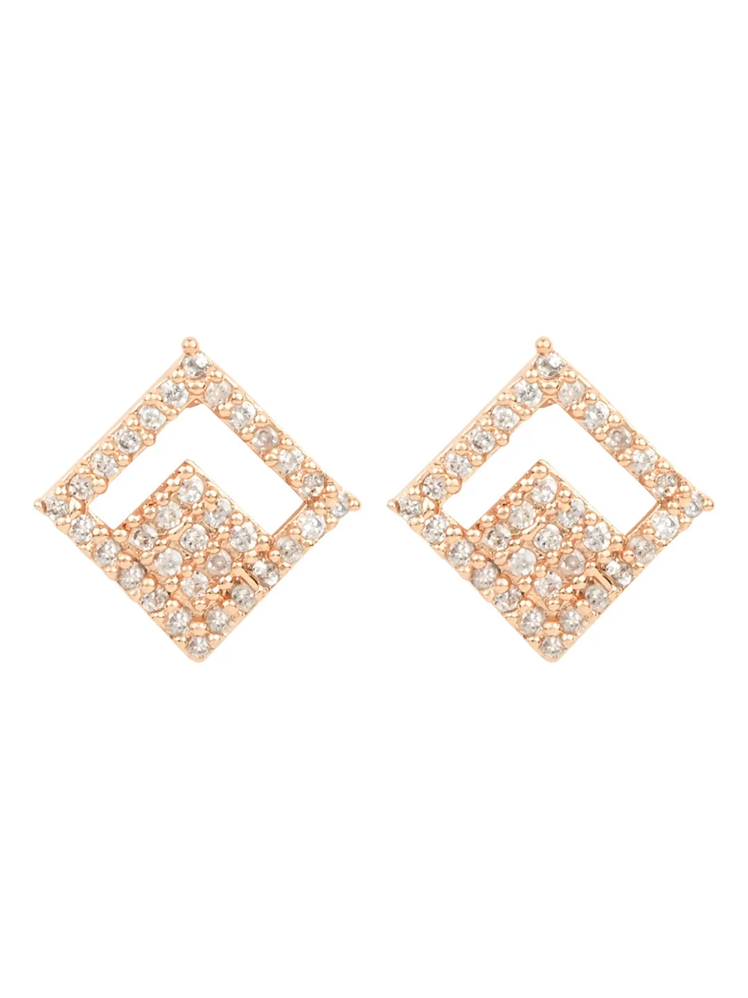 Stylish Latest Fashion Rose Gold Plated Square Studs Earrings for Women