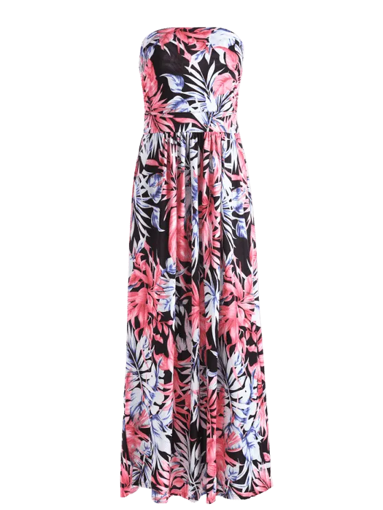 TastyHottie - Trendy Print Pocket Maxi Bandeau Dress