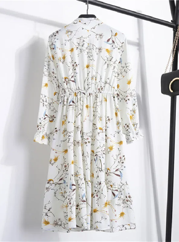 TastyHottie - Trendy Ruffle Hem Oversized Floral Dress