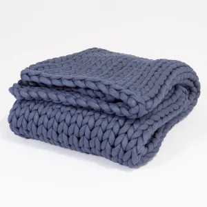 Weighted Blanket for Adults - Chunky Knit Dark Blue