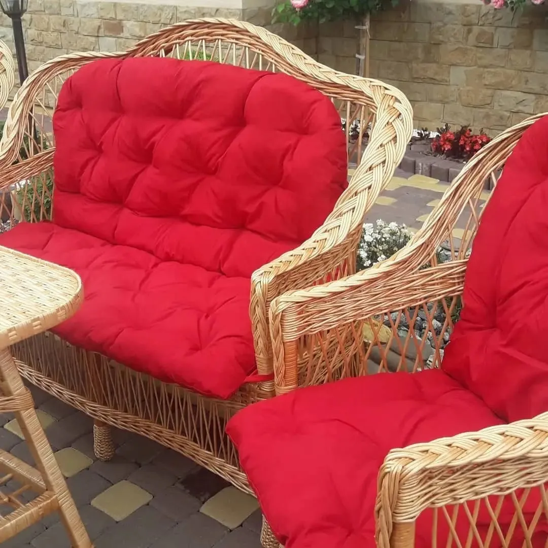 Willow wicker furniture set with pillows