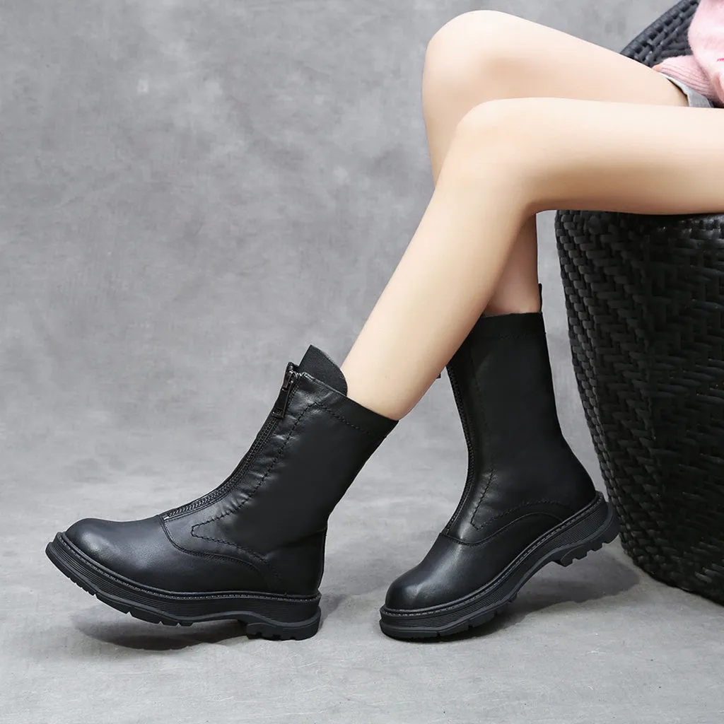 Women Comfortable Cowhide Winter Boots | Obiono