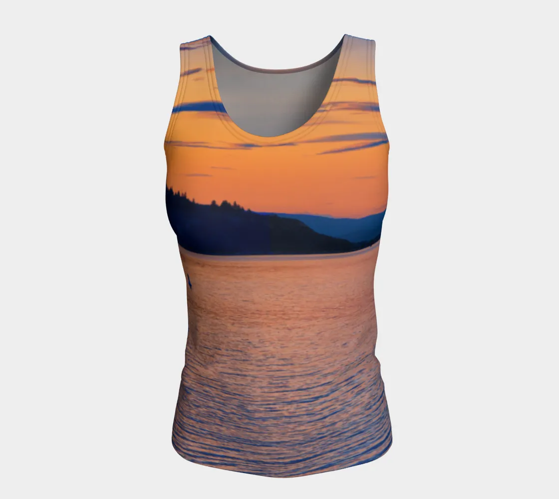 Women's All-Over Fitted Long Tank Top - Penticton Okanagan Lake Sunset