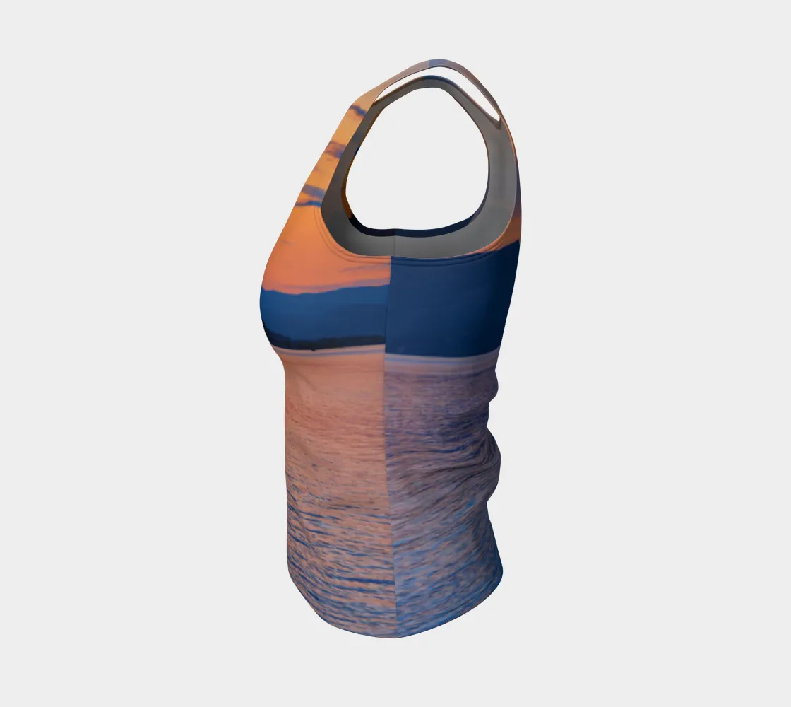 Women's All-Over Fitted Long Tank Top - Penticton Okanagan Lake Sunset