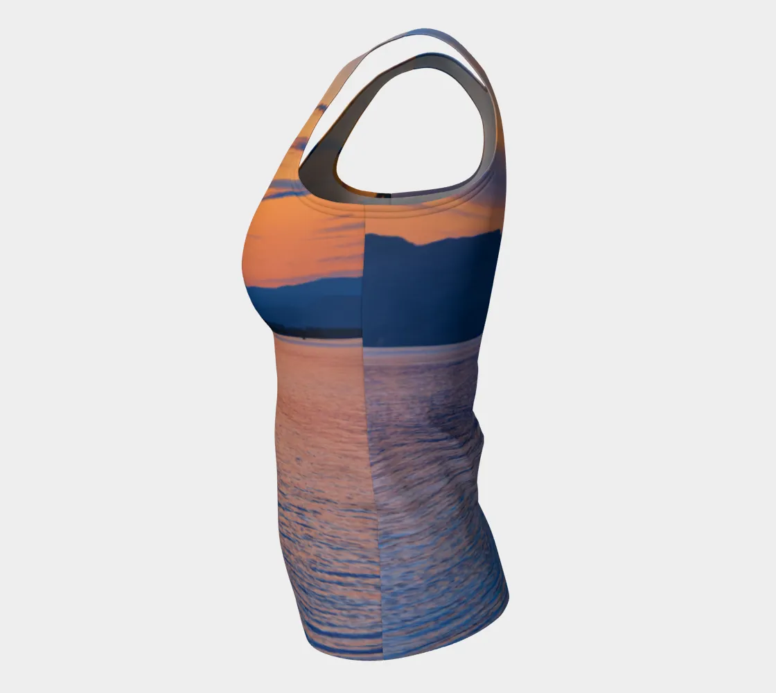 Women's All-Over Fitted Long Tank Top - Penticton Okanagan Lake Sunset