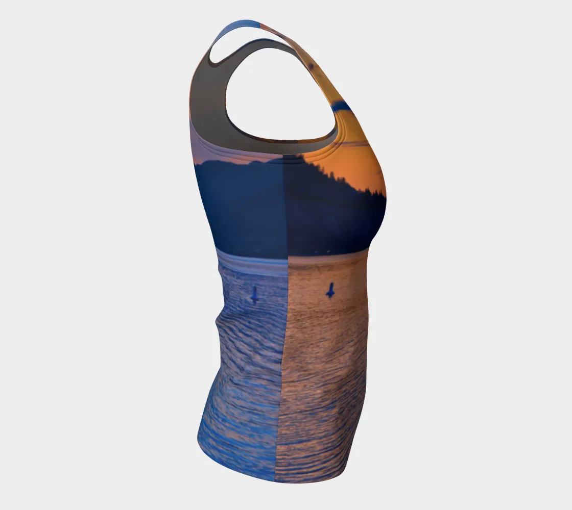 Women's All-Over Fitted Long Tank Top - Penticton Okanagan Lake Sunset