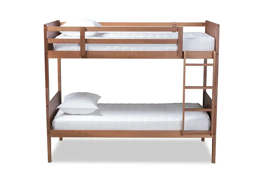 Zoe Walnut Brown Wood Bunk Bed (Twin)