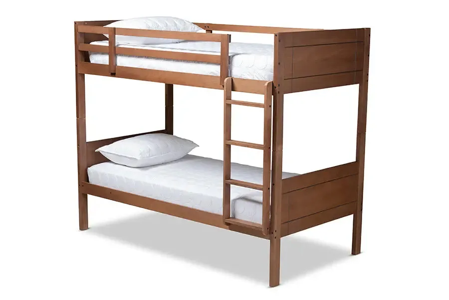 Zoe Walnut Brown Wood Bunk Bed (Twin)