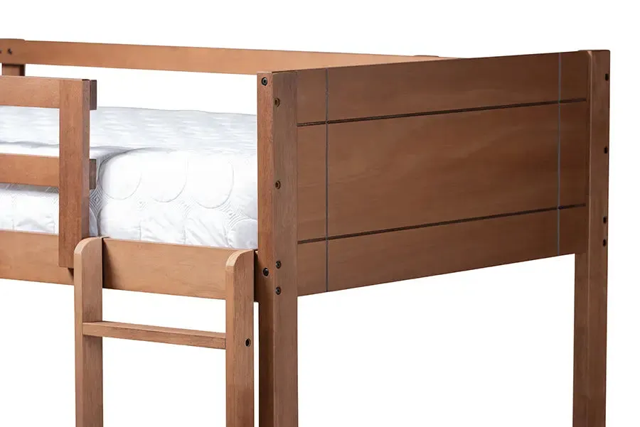 Zoe Walnut Brown Wood Bunk Bed (Twin)